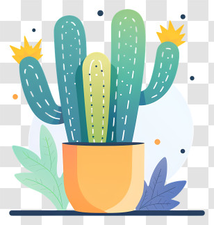 Cactus In Pot - Cartoon Cactus In Orange Flowerpot Transparent PNG