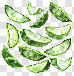 Aloe Vera Slices - Green Aloe Vera Slices Illustration Transparent PNG
