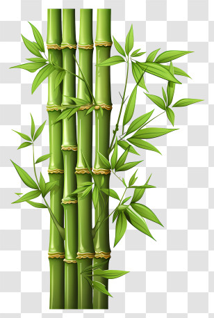 Hand Drawn Bamboo Stem - Bamboo Stalks With Leaves Transparent PNG