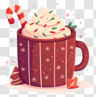 Christmas Hot Chocolate - Holiday Hot Chocolate Mug With Candy Cane Transparent PNG