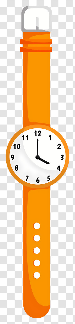 Clock - Orange Wristwatch Timepiece Illustration Transparent PNG