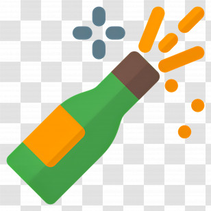 Champagne Bottle Popping - Illustrated Champagne Bottle Popping Open Transparent PNG