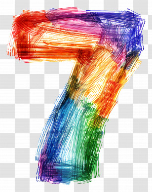 Number 7 - Colorful Number 7 Art Transparent PNG