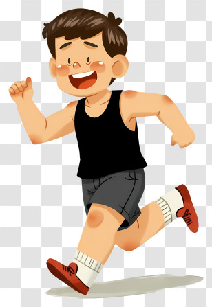 Running Boy - Running Boy In Black Tank Top Transparent PNG