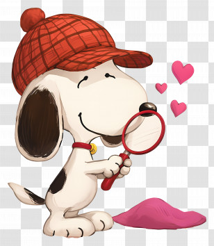 Snoopy Love - Cartoon Dog Detective With Magnifying Glass Transparent PNG