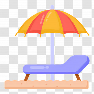 Beach Umbrella - Beach Chair With Colorful Umbrella Transparent PNG