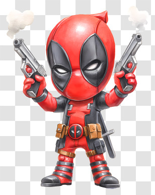 Deadpool Holding Two Pistols - Chibi Deadpool Dual-Pistol Transparent PNG