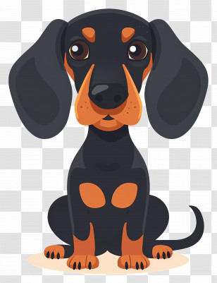 Animated Dog - Cute Black Dachshund Cartoon Illustration Transparent PNG