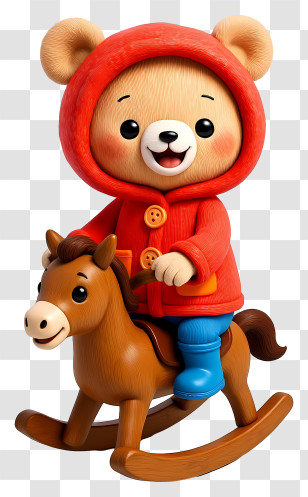 Cartoon Teddy Bear - Teddy Riding Rocking Horse Transparent PNG