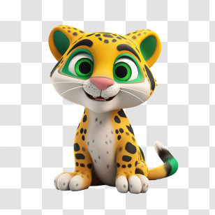 Jaguar - Adorable Cartoon Leopard Cub Transparent PNG