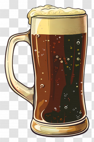 Beer - Beer Mug With Froth Illustration Transparent PNG