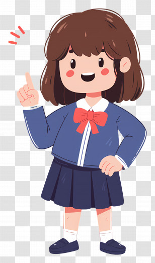 Cartoon Student - Cartoon Girl Student In School Uniform Transparent PNG