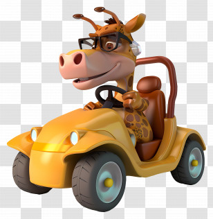 Animal - Giraffe Driving A Car Transparent PNG