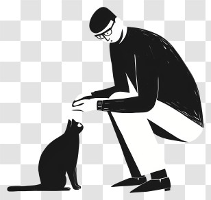 Man Giving Cat Food - Man Interacting With Cat Transparent PNG