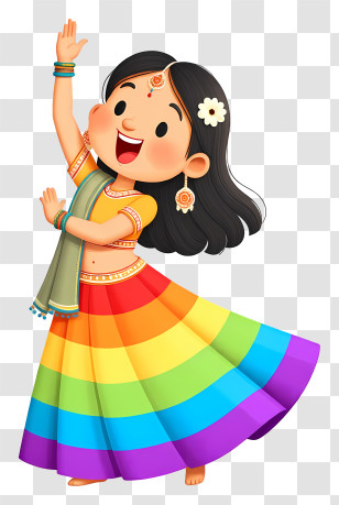 India Colorful Lehenga Kids - Happy Girl In Rainbow Skirt Transparent PNG
