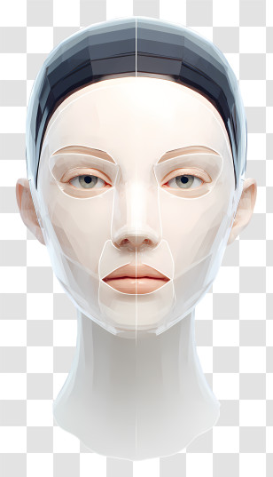Glass Skin Mask - Futuristic Digital Face Illustration Transparent PNG