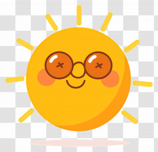 Sun Wearing Sunglasses - Smiling Sun With Glasses Transparent PNG