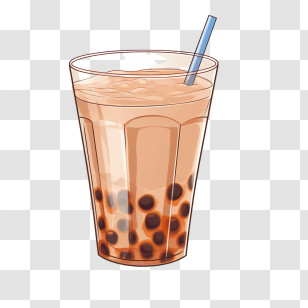 Bubble Milk Tea
 - Cartoon Glass Of Boba Milk Tea With Straw Transparent PNG