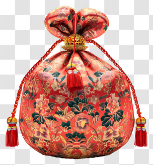 Money Bag - Beautiful Embroidered Pouch With Ornamental Design Transparent PNG