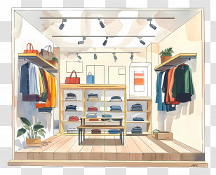 Garment Store Interior - Illustration Of A Clothing Store Interior Transparent PNG