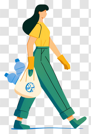 Woman Carrying Plastic Bag - Woman With Recyclables Transparent PNG