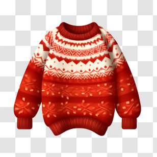 Christmas Sweater - Red Christmas Themed Sweater Illustration Transparent PNG