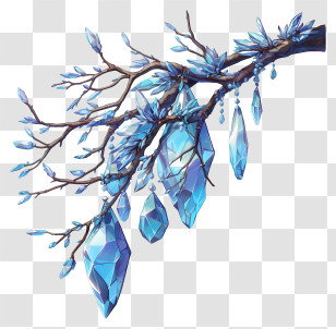 Crystal Covered Tree Branch - Crystal Branch With Blue Ice Transparent PNG