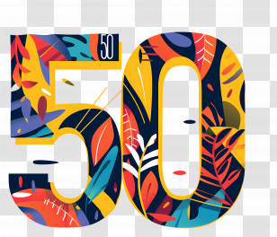 Number 50 - Colorful 50 Number Design Transparent PNG