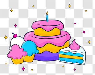Birthday - Birthday Cake And Desserts Illustration For Celebrations Transparent PNG