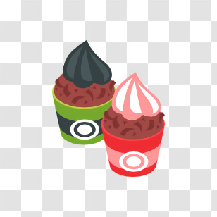 Icon - Two Cups Of Ice Cream With Colorful Toppings Transparent PNG