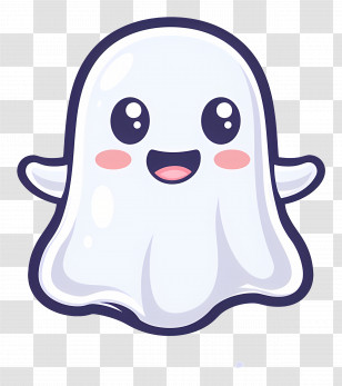 Cartoon Ghost - Adorable Smiling Ghost Illustration For Halloween Transparent PNG