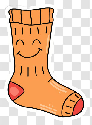 Cartoon - Orange Smiling Cartoon Sock Design Transparent PNG