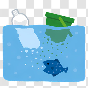 Icon - Polluted Water With Trash And Fish Transparent PNG