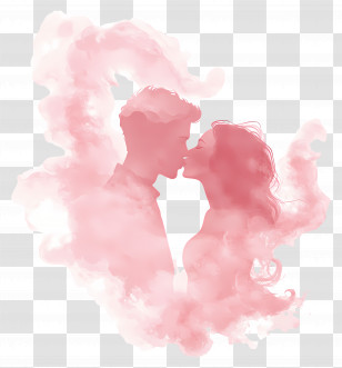 Pink Kiss - Romantic Silhouette Couple Transparent PNG