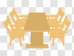 Icon - Wooden Dining Table With Chairs Transparent PNG