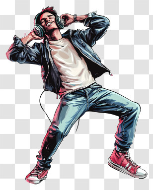 Man Listening Music - Dancing Person With Headphones Transparent PNG