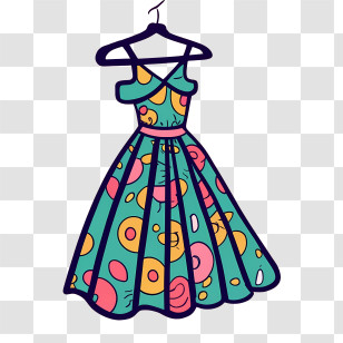 Cartoon Dress - Colorful Polka Dot Dress On Hanger Transparent PNG