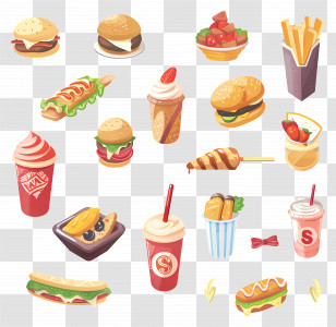 Fast Food - Assorted Fast Food Items Transparent PNG