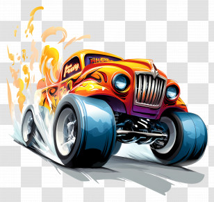 Hot Wheels - Flaming Hot Rod Cartoon Transparent PNG