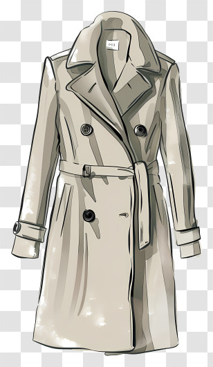 Coat - Beige Trench Coat Illustration Transparent PNG