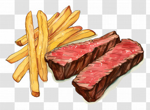 Steak Frites - Juicy Steak With Crispy Fries Transparent PNG
