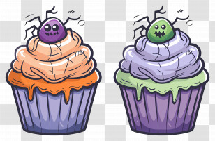 Halloween Cupcakes - Creepy Halloween Cupcakes With Spider And Frosting Transparent PNG