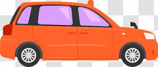 Cartoon Car - Illustrated Orange Car Side View Transparent PNG