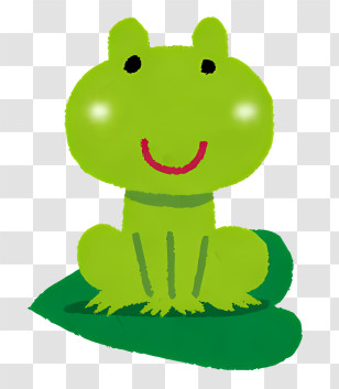 Frog - Smiling Green Frog Sitting On Lily Pad Transparent PNG