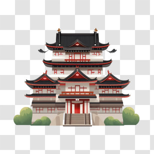 Japanese Castle - Traditional Japanese Temple Illustration Transparent PNG