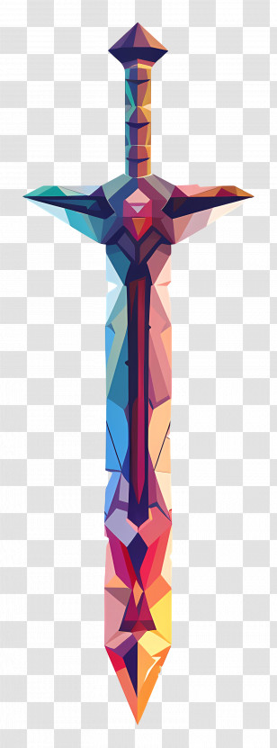 Pixel Sword - Colorful Geometric Sword Illustration Transparent PNG