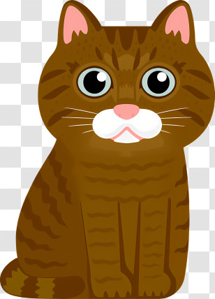Brown Cat - Cute Brown Cat Cartoon Transparent PNG
