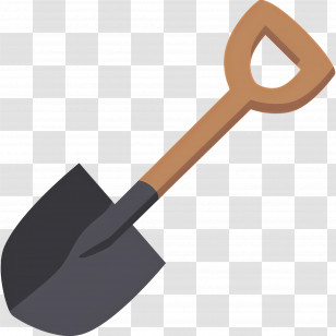 Shovel - Black Shovel With Wooden Handle Transparent PNG