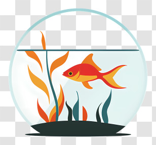 Fish Tank - Goldfish In A Simple Aquarium Transparent PNG