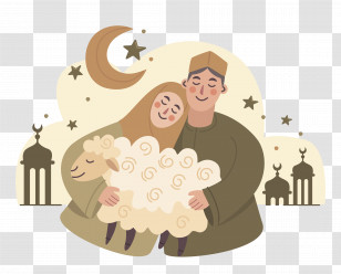 Eid Ul Adha - Eid Al-Adha Couple With Sheep Transparent PNG